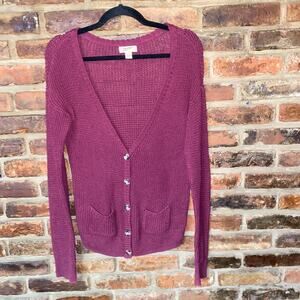 Arizona Jean Company Women's Purple Cardigan Sweater
